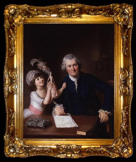 framed  William Hoare Portrait of Christopher Anstey with his daughter, ta009-2